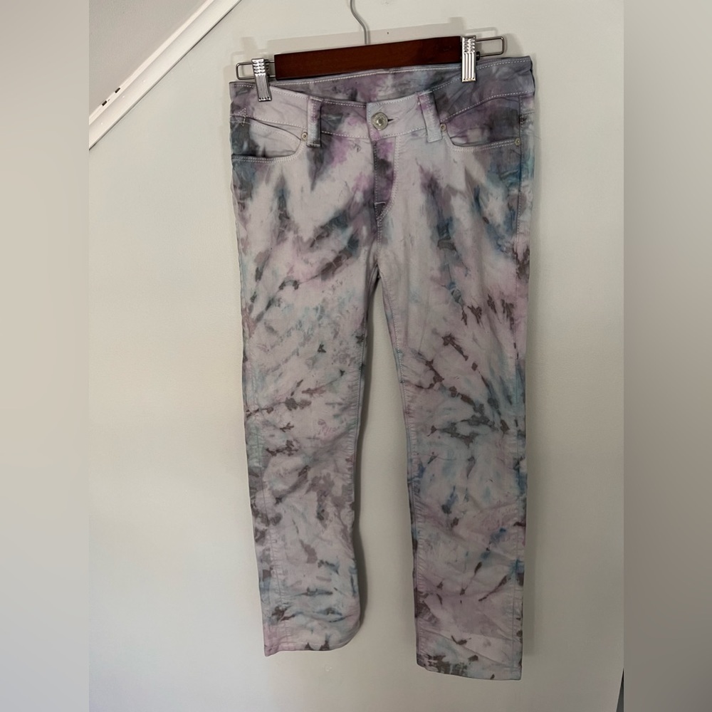 MAVI women’s 26/32 Vanessa tie dye pants purple blue white low mid rise